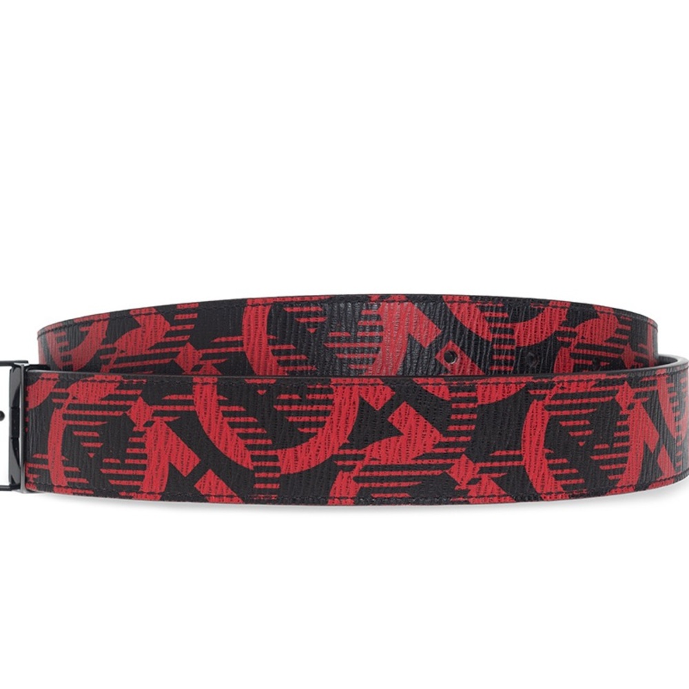 Salvatore Ferragamo Black and Red Ornate Belt